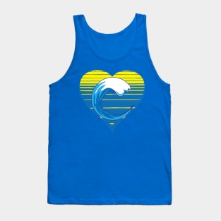 Blue ocean wave lover, sunset heart. Surf and sea waves lover gift Tank Top